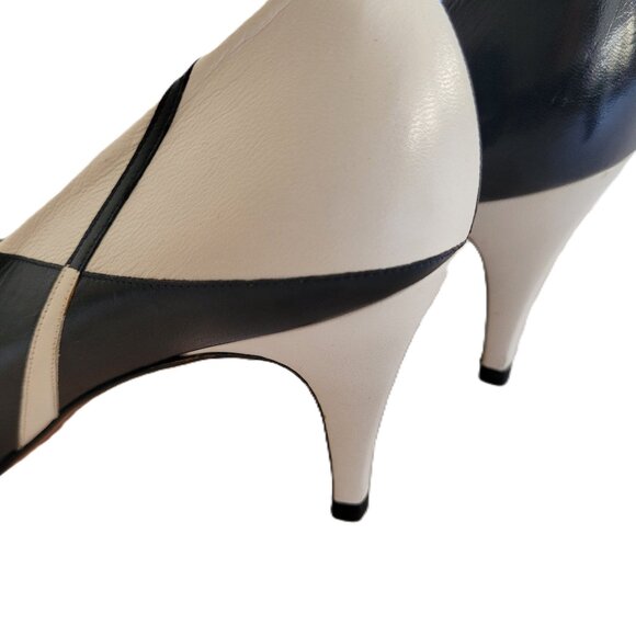 Bally Designer Pumps | Black & White Leather | Size 8.5 M | With Box Dust bag - Picture 12 of 14